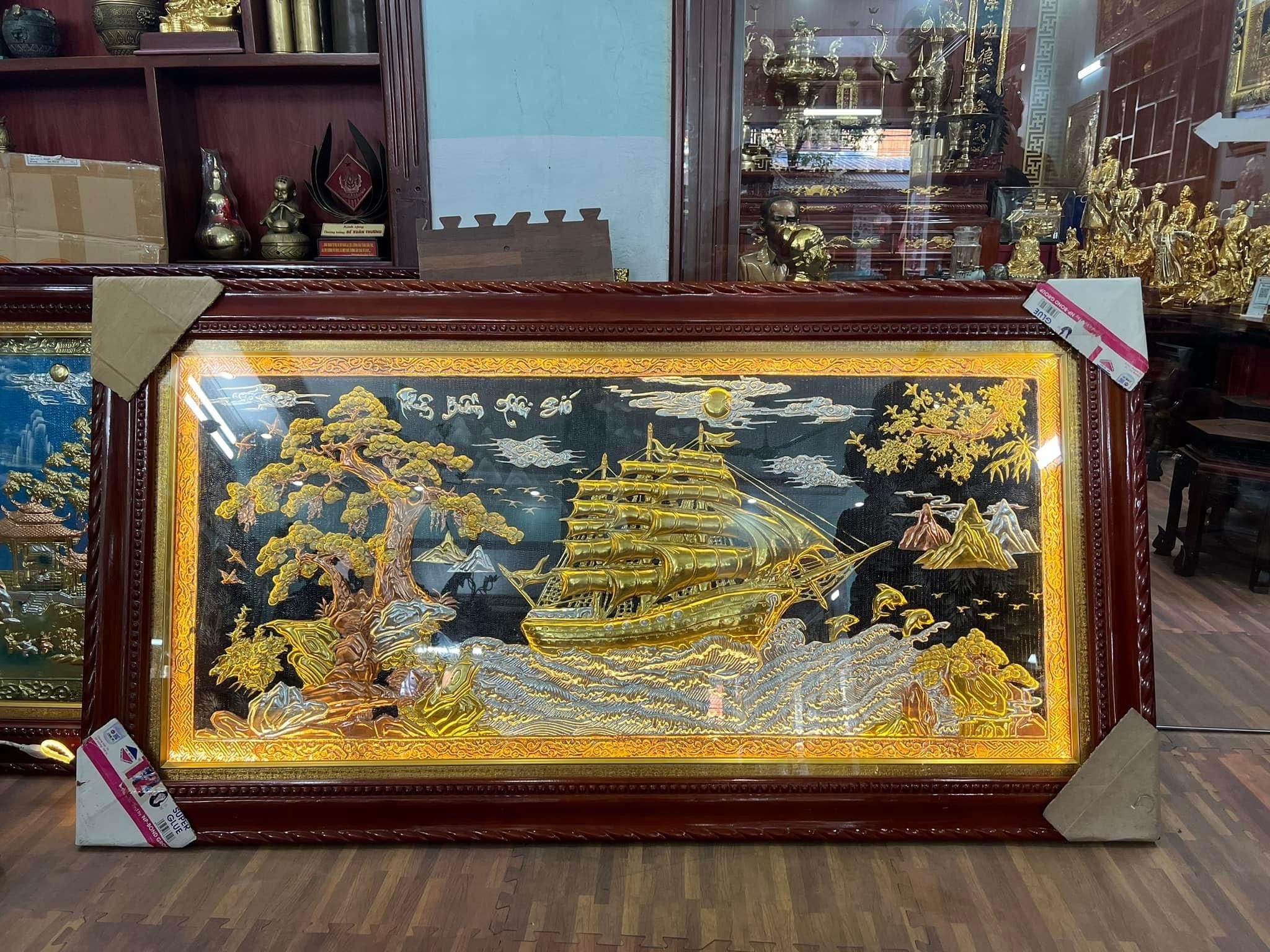 tranh thuan buom xuoi gio bang dong do dat vang bac kt 90cmx170cm xuong tranh dong
