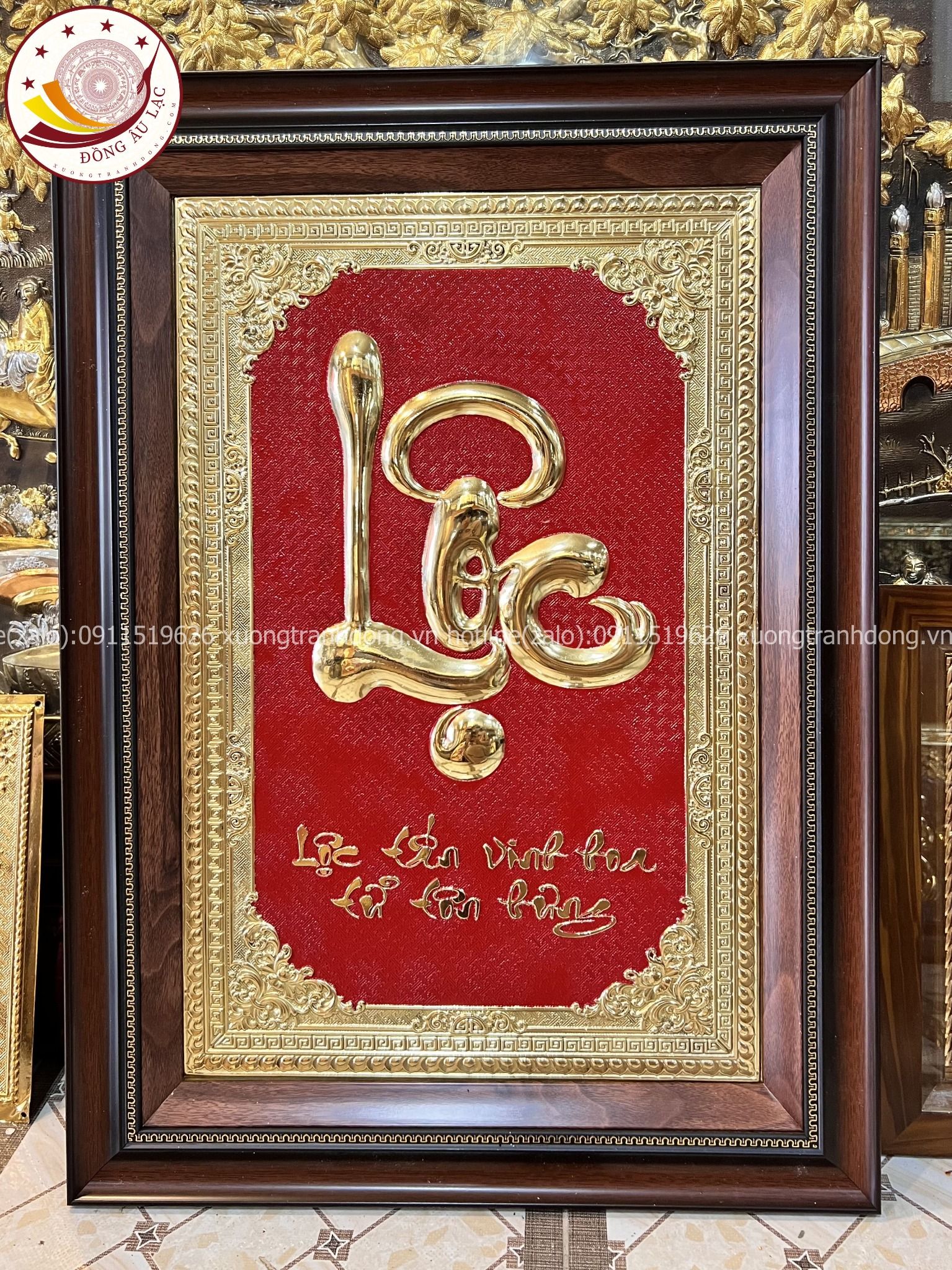 tranh qua tang chu loc bang dong vang kich thuoc 48x68cm mau 1 xuong tranh dong