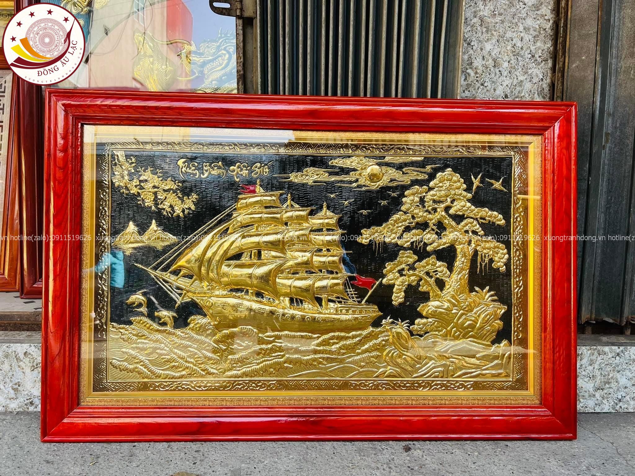 tranh qua tang thuan buom xuoi gio dong vang dat vang kich thuoc 72x112cm mau 1 xuong tranh dong