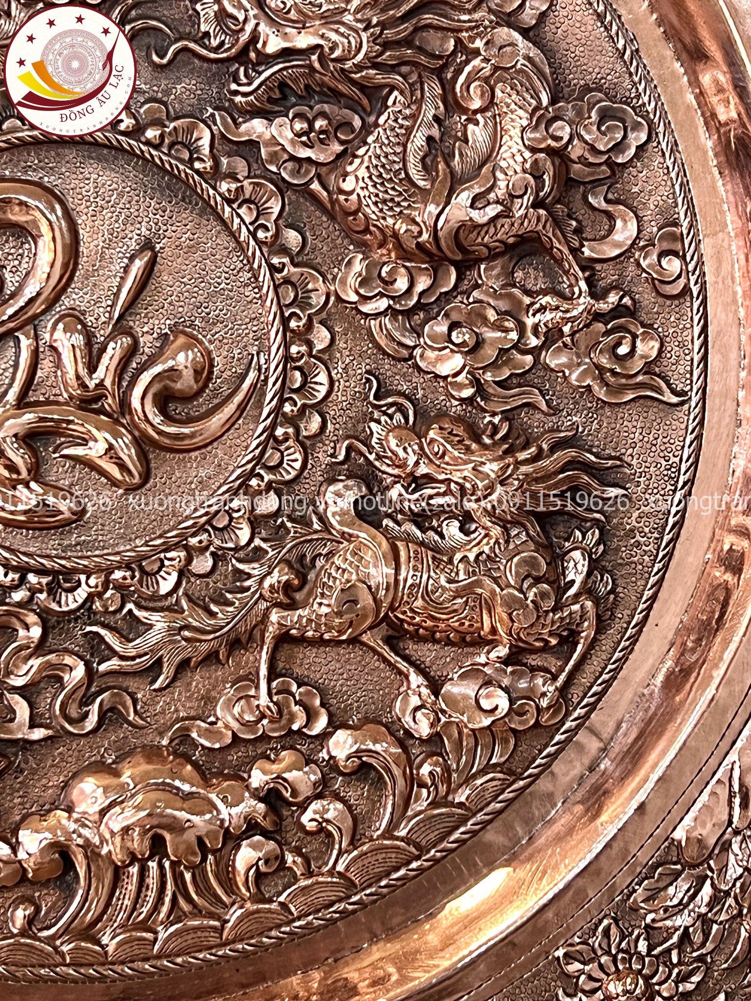 tranh qua tang hoa sen tranh mam tu linh de ban dong do duong kinh 35cm xuong tranh dong