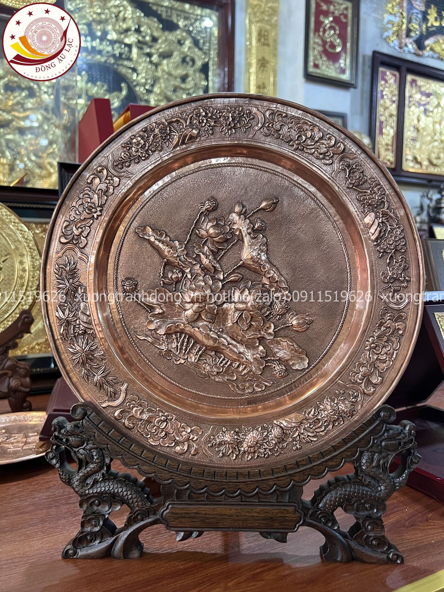 tranh qua tang hoa sen tranh mam hoa sen de ban dong do duong kinh 35cm mau 2 xuong tranh dong