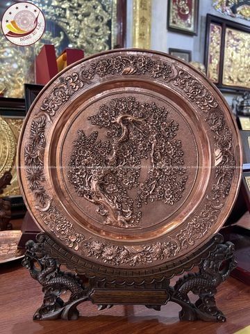 tranh mam mai khai phu quy dong do de ban kich thuoc duong kinh 35cm xuong tranh dong