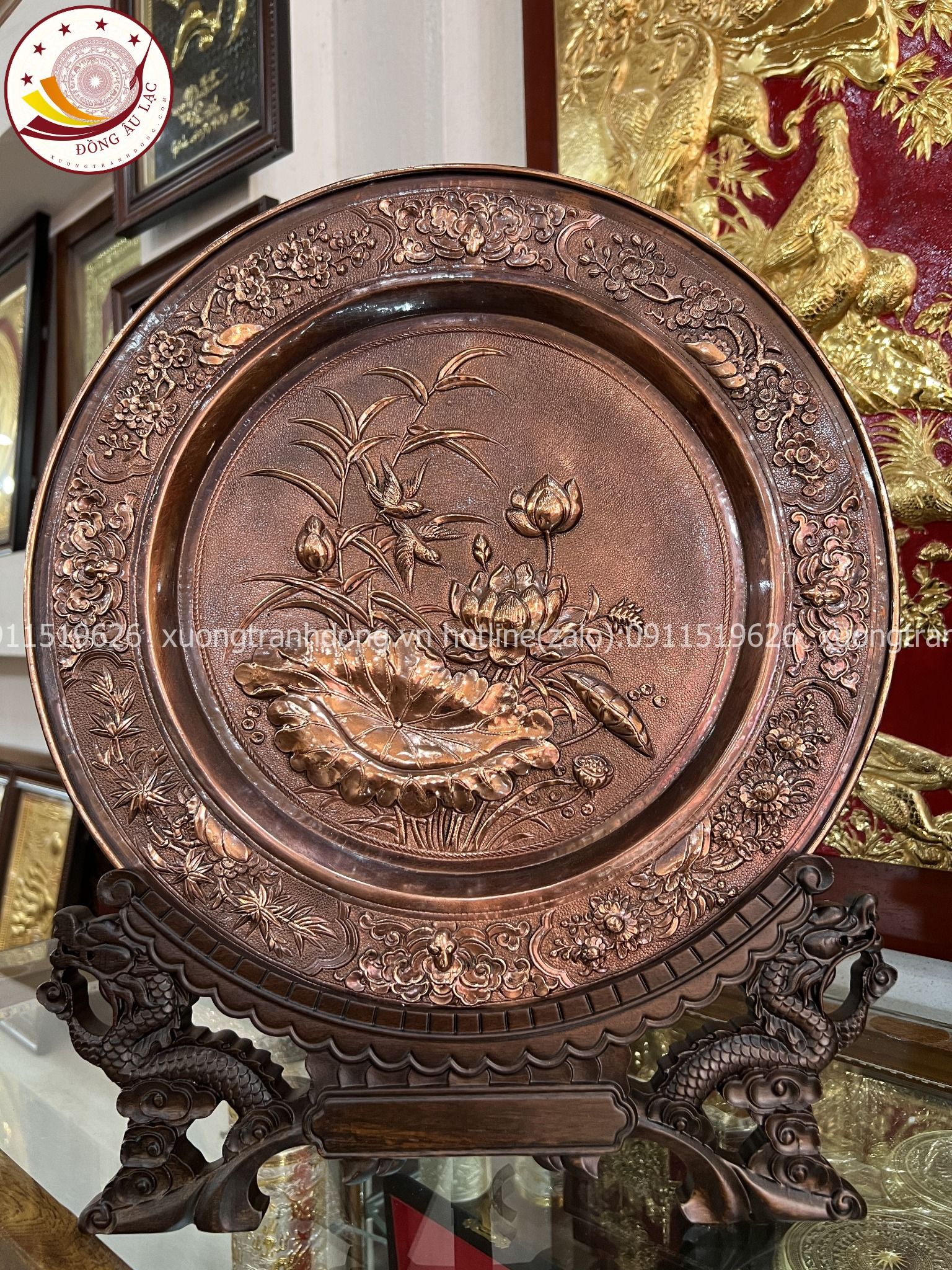 tranh qua tang hoa sen tranh mam hoa sen de ban dong do duong kinh 35cm mau 1 xuong tranh dong