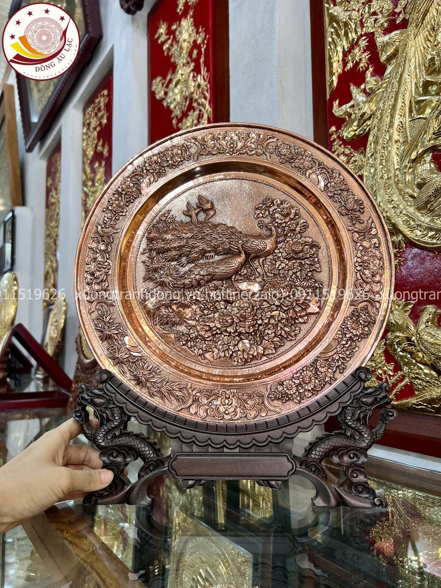 tranh qua tang hoa sen tranh mam de ban dong do duong kinh 35cm phu quy man duong xuong tranh dong