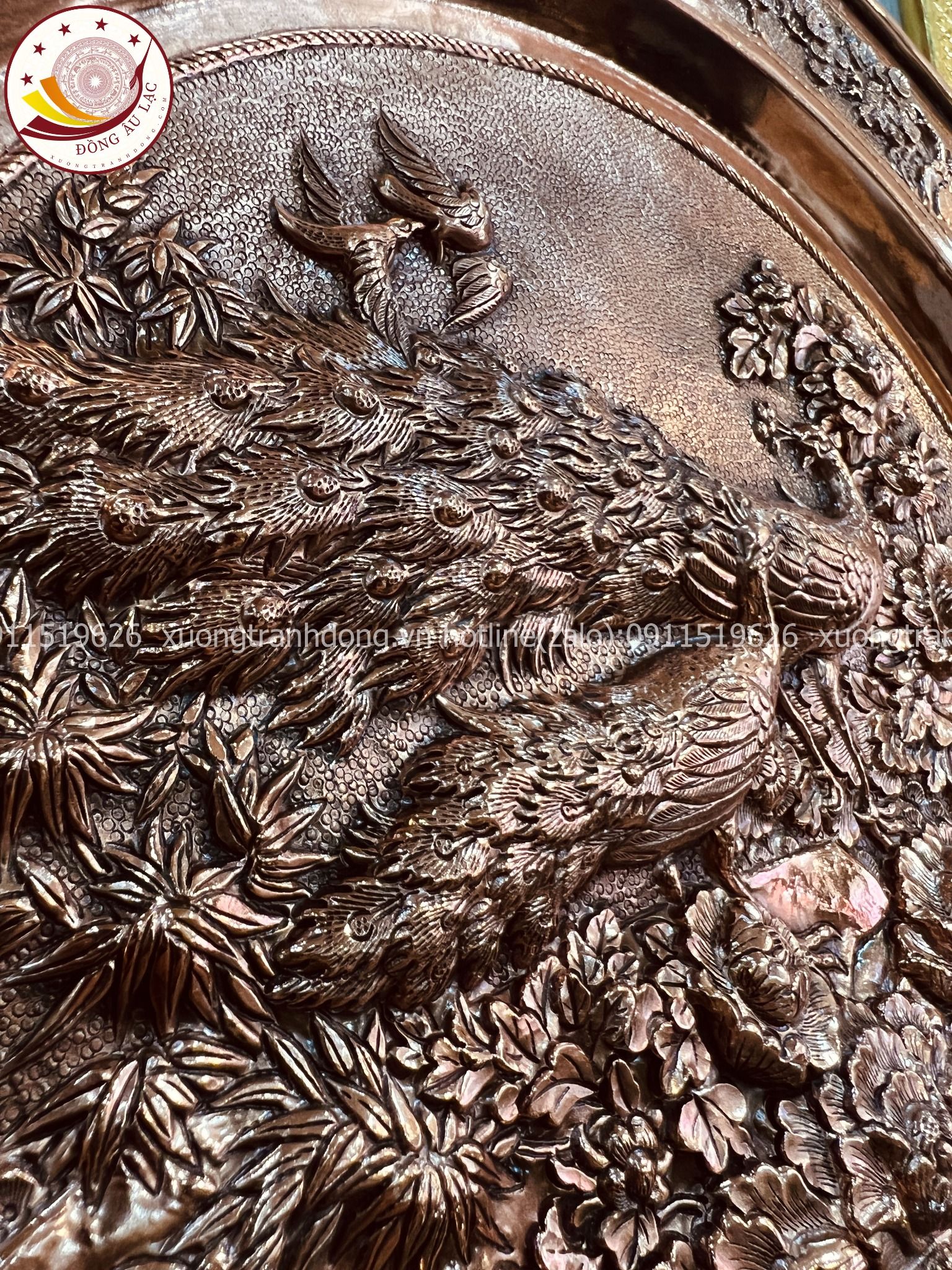 tranh qua tang hoa sen tranh mam de ban dong do duong kinh 35cm phu quy man duong xuong tranh dong