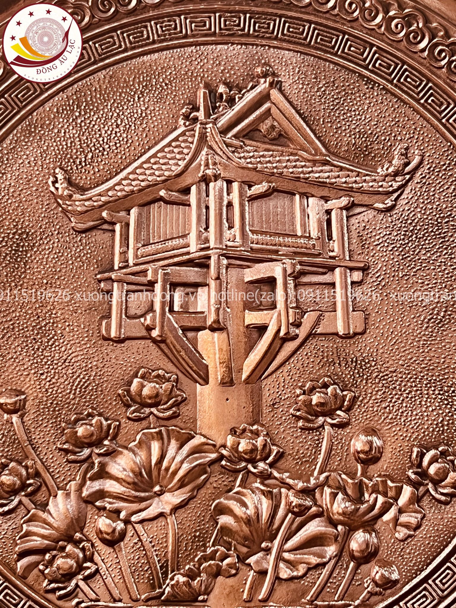 tranh qua tang danh lam chua mot cot dong do de ban duong kinh 20cm xuong tranh dong