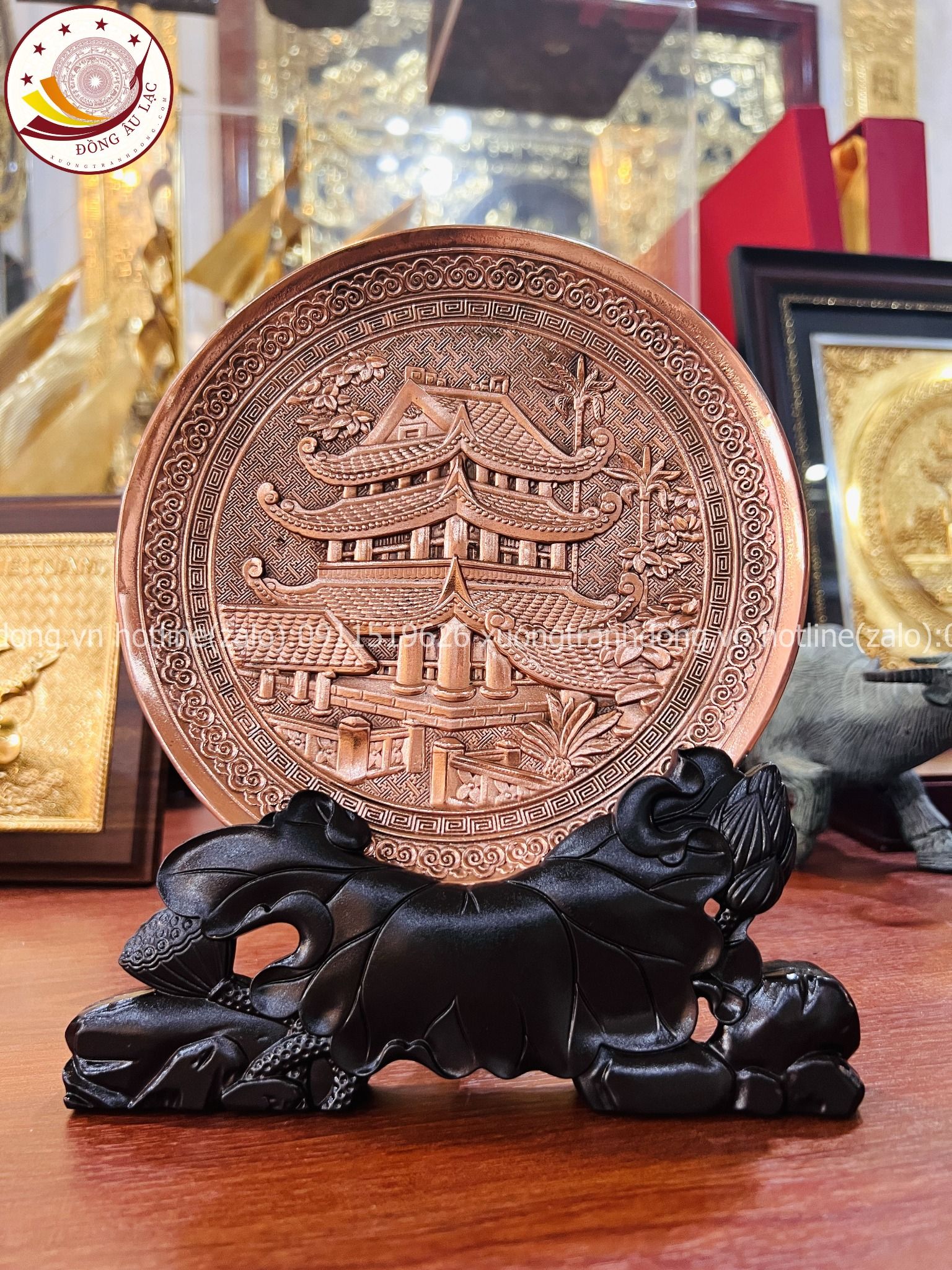 tranh qua tang danh lam chua keo thai binh dong do de ban duong kinh 20cm xuong tranh dong