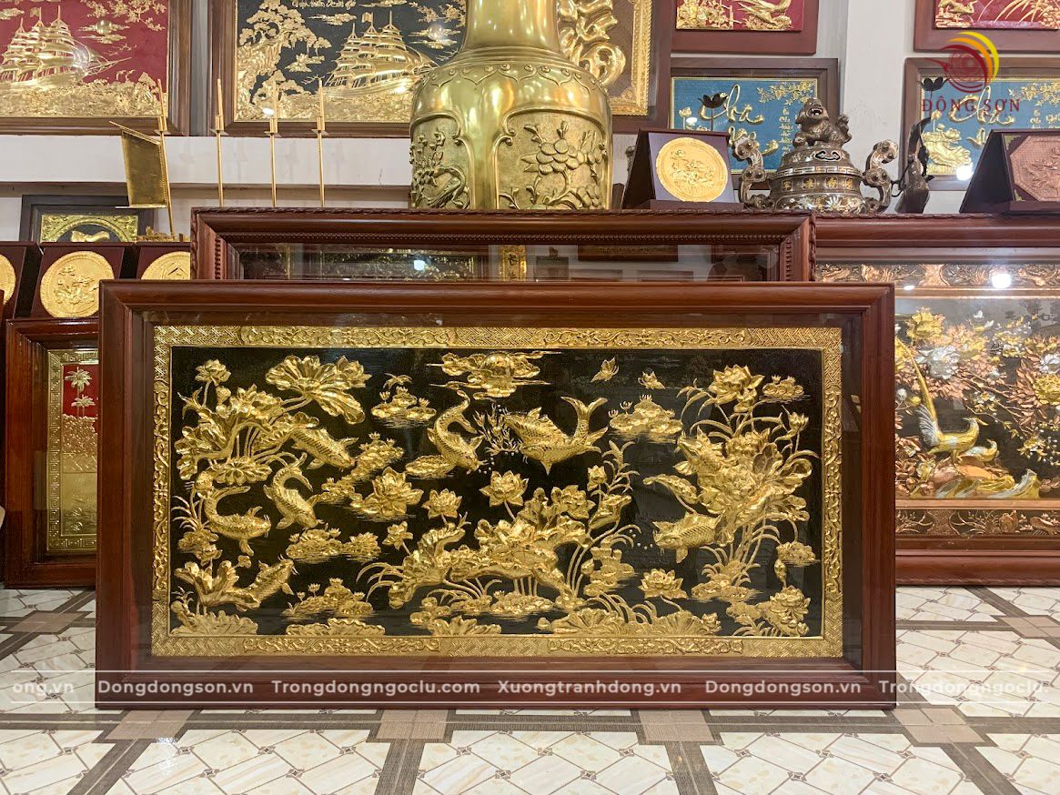 tranh cuu ngu quan hoi bang dong vang nen den thuc tay thu cong kich thuoc 1m27x60cm