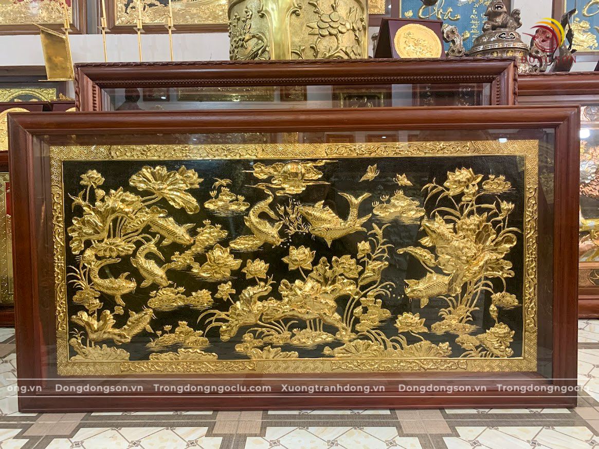 tranh cuu ngu quan hoi bang dong vang nen den thuc tay thu cong kich thuoc 1m27x60cm