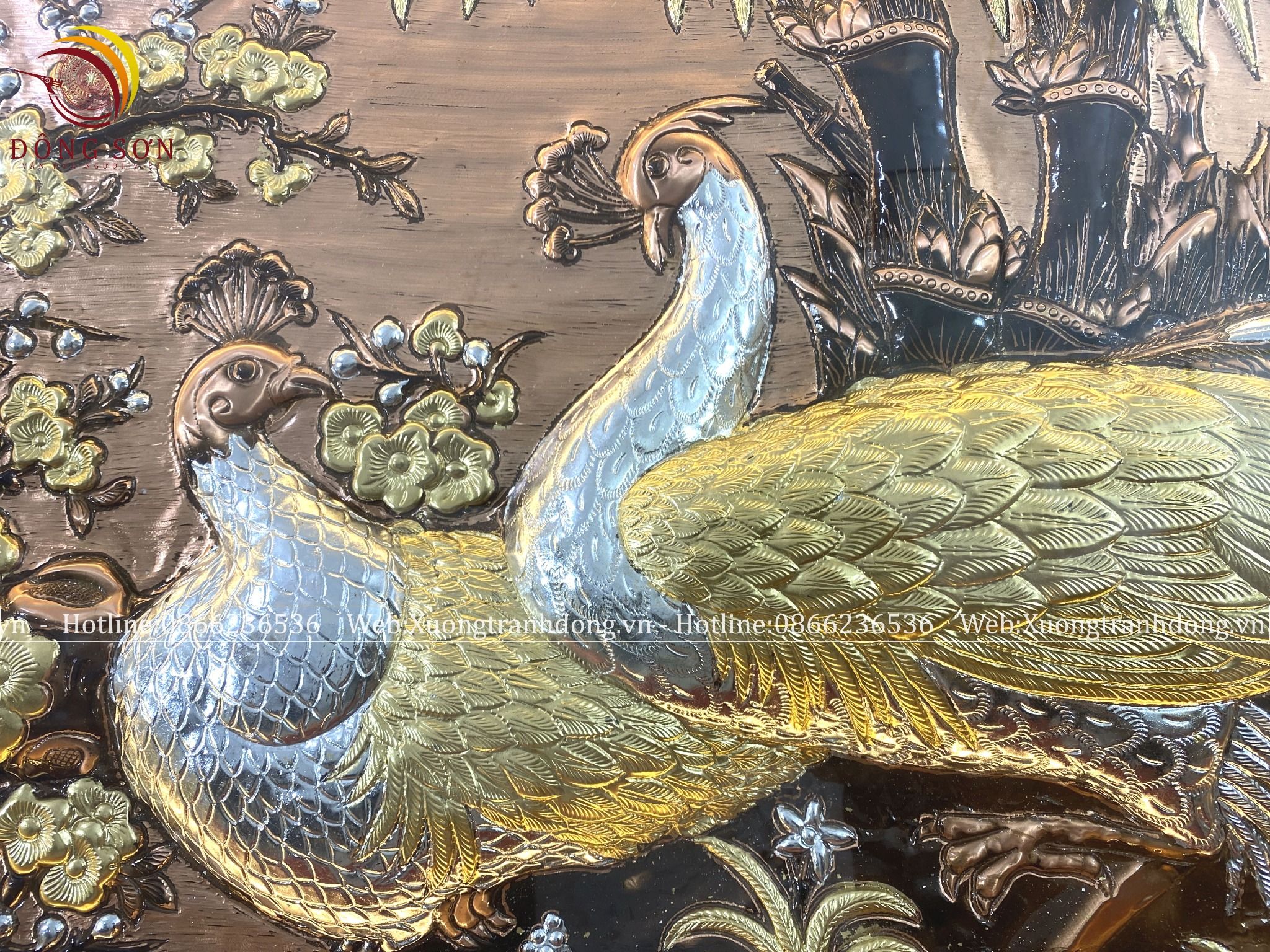 tranh hoa khai phu quy bang dong do kich thuoc 1m2x2m3 dat tam khi khung huong