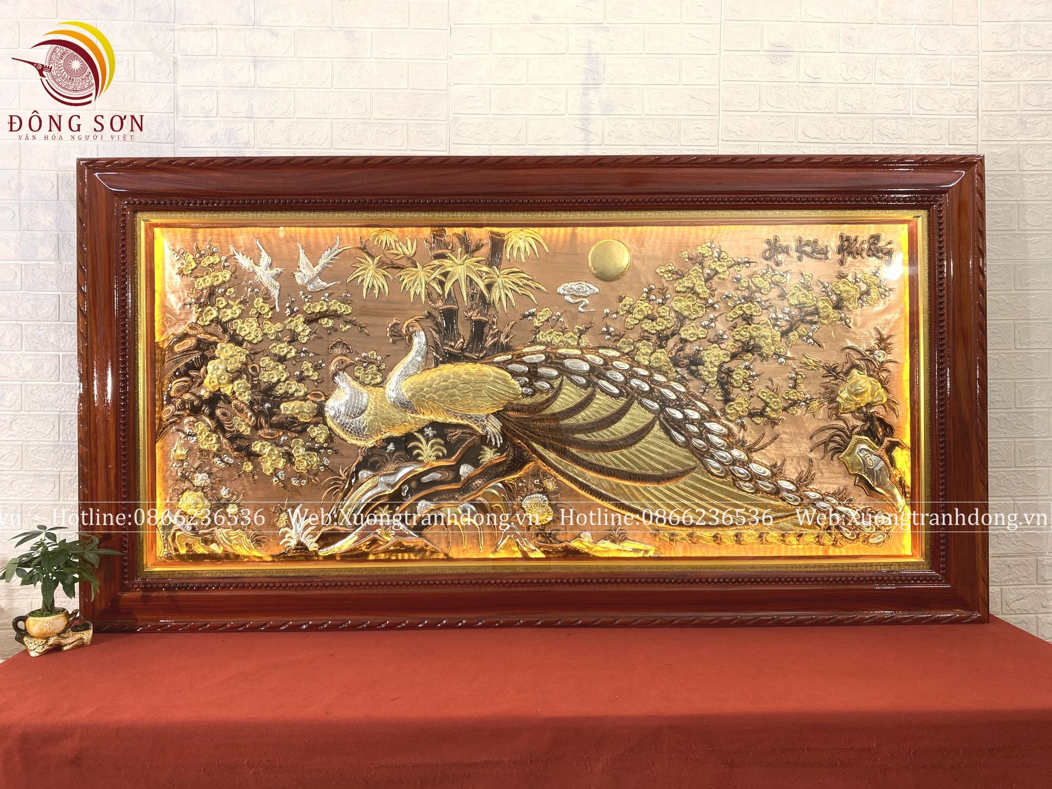 tranh hoa khai phu quy bang dong do kich thuoc 1m2x2m3 dat tam khi khung huong