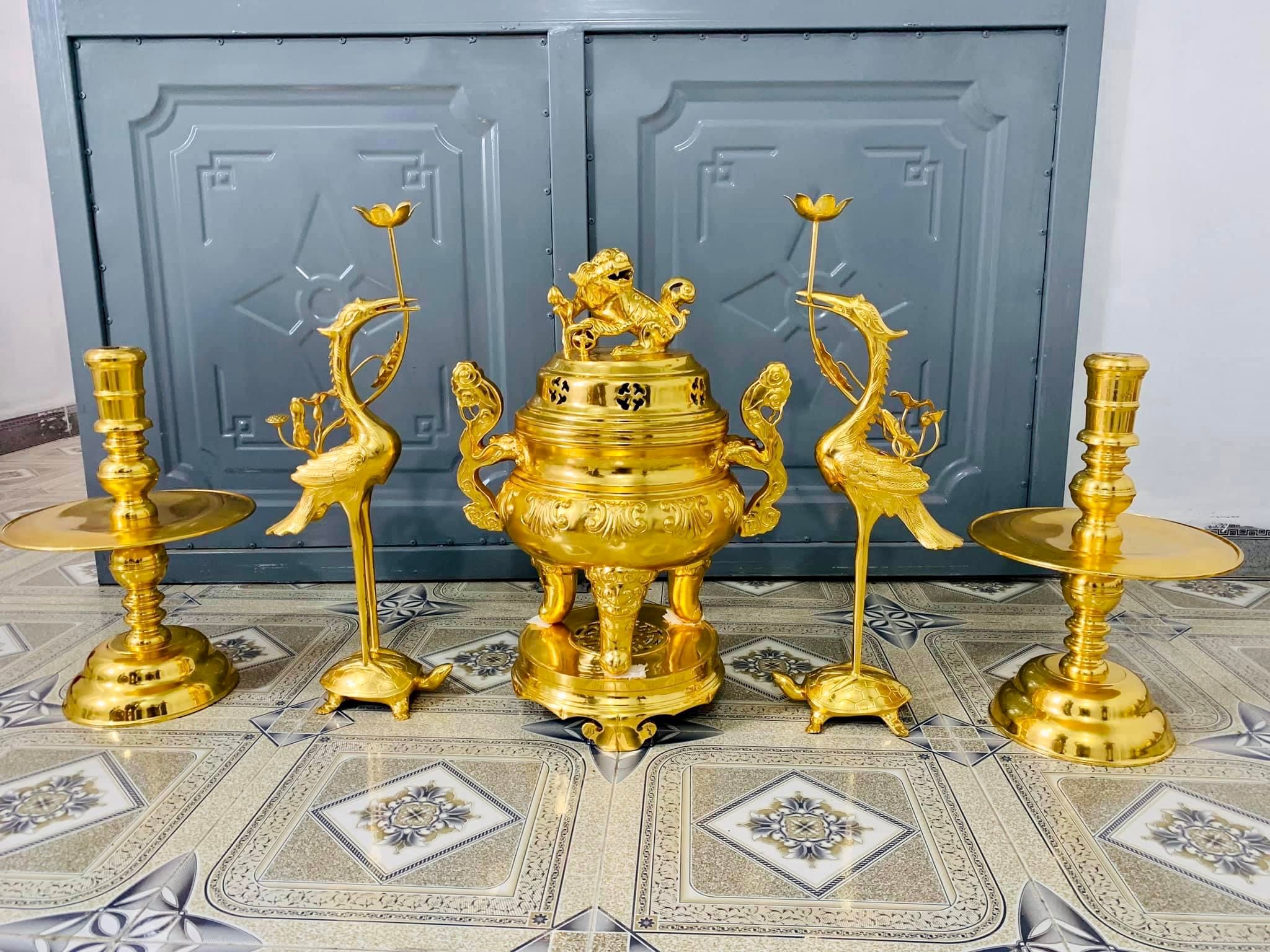 bo ngu su dong do dat vang 24k dinh soi cao 70cm nen tron xuong tranh dong