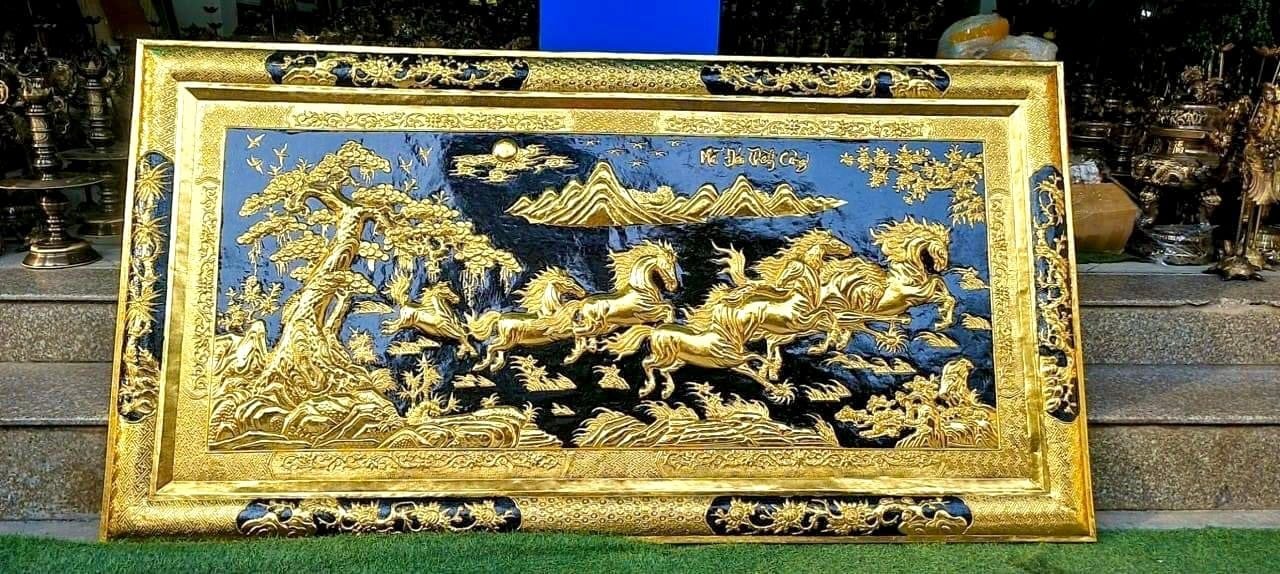 tranh ma dao thanh cong bang dong vang dat vang khung dong kt 1m7x90cm xuong tranh dong