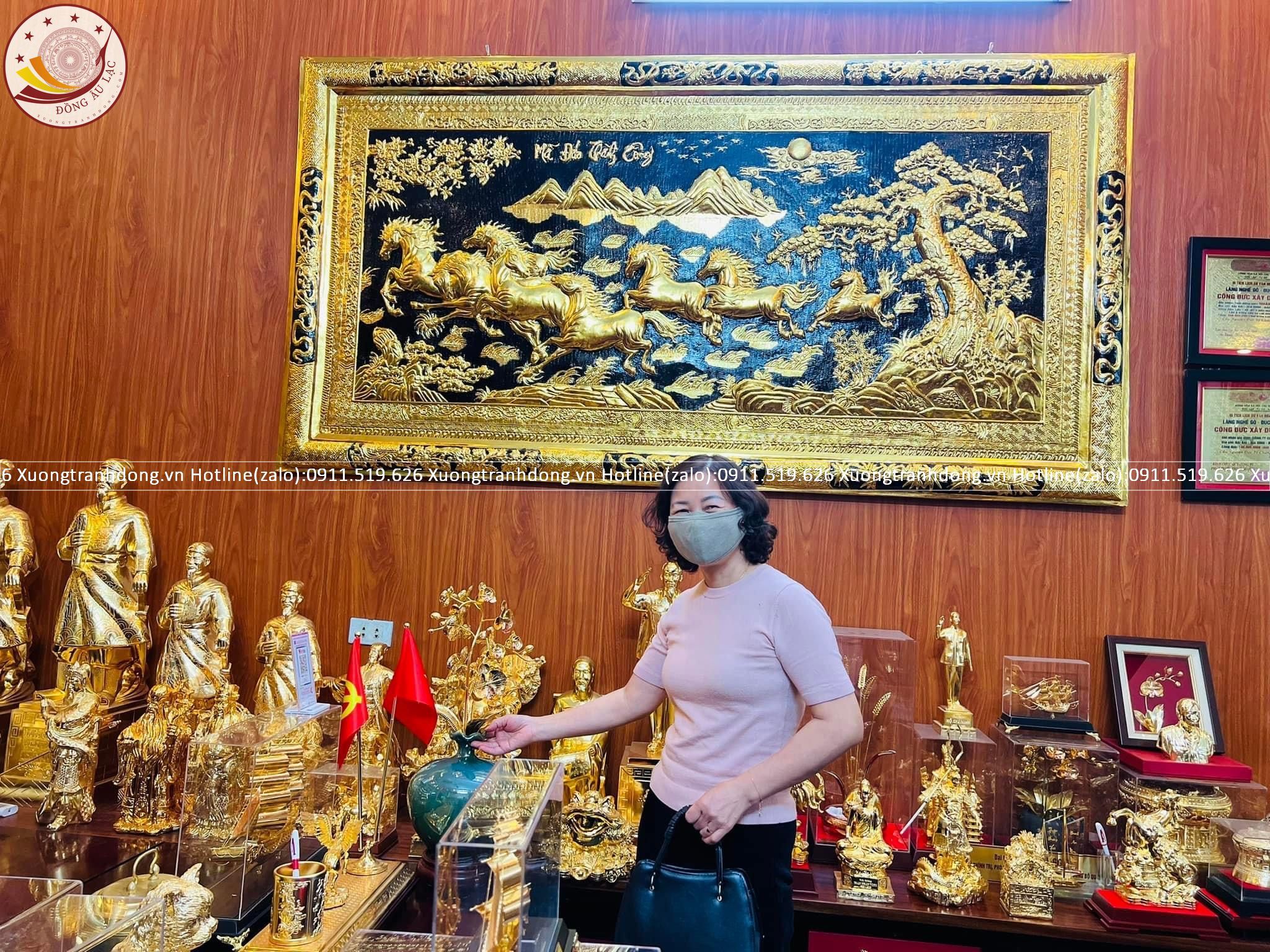 tranh ma dao thanh cong bang dong vang dat vang khung dong kt 2m3x1m2 xuong tranh dong