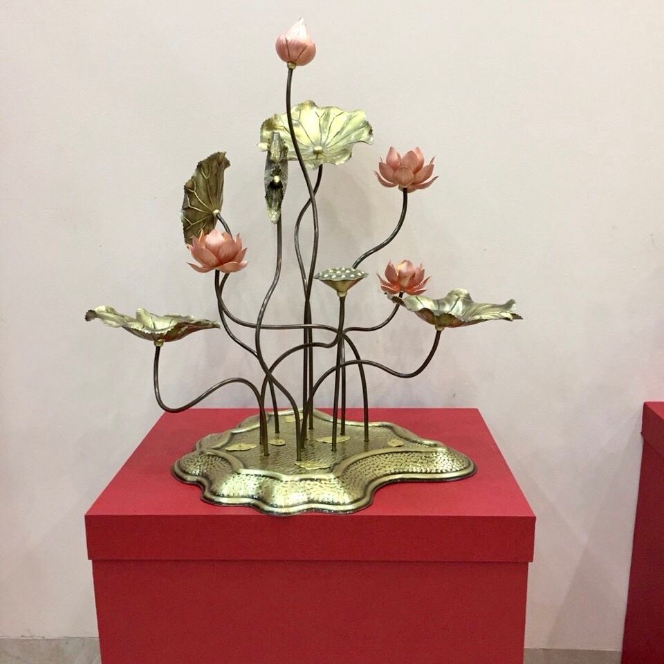 chau hoa sen 10 canh dong vang mau 4 xuong tranh dong