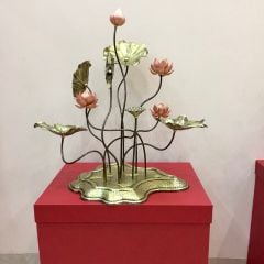chau hoa sen 10 canh dong vang mau 4 xuong tranh dong