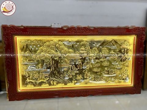 tranh coi nguon que huong bang dong vang dat vang bac khung duc hoa van kt 2m3x1m2