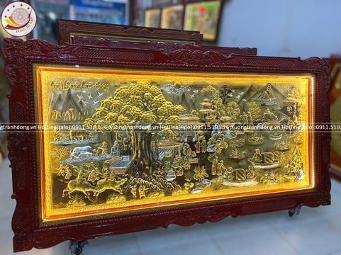 tranh coi nguon que huong bang dong vang dat vang bac khung duc hoa van kt 2m3x1m2