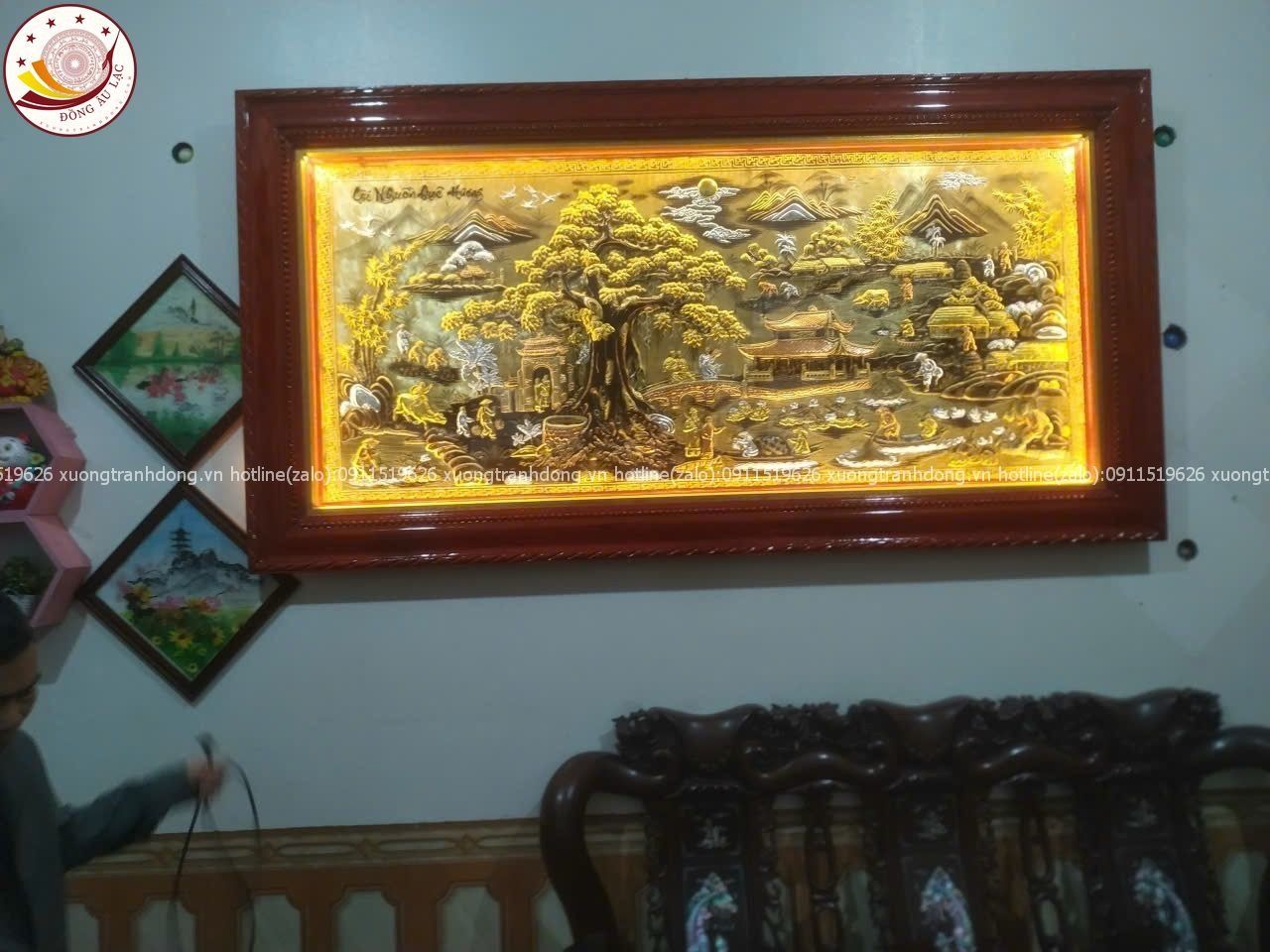 tranh coi nguon que huong dong vang nen xuoc dat vang bac 1m20x2m30 mau 2 xuong tranh dong