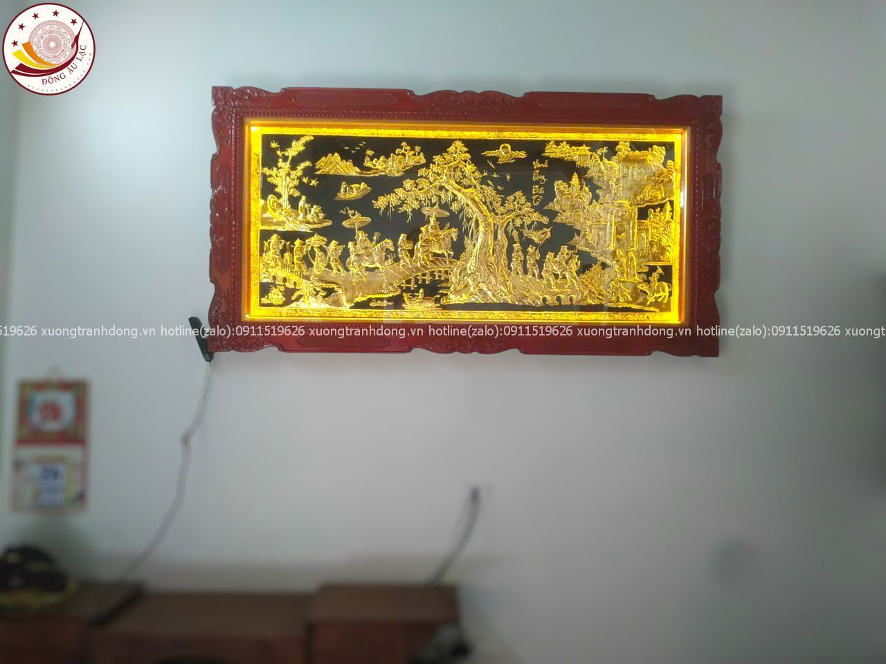 tranh vinh quy bai to dong vang dat vang khung duc kich thuoc 2m30x1m20 xuong tranh dong