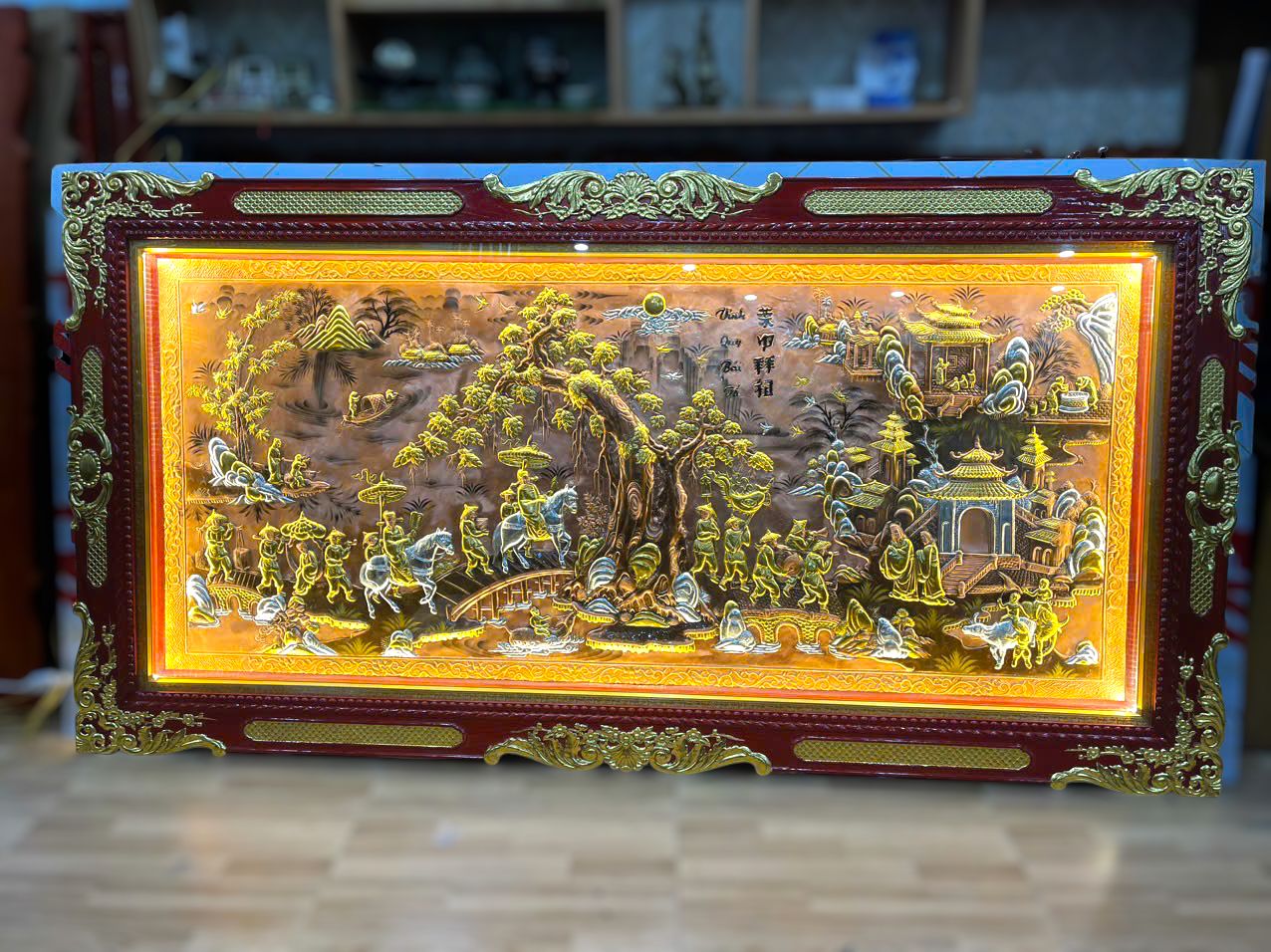 tranh vinh quy bai to dong do xuoc nen dat vang khung duc dat kich thuoc 170cmx90cm xuong tranh dong