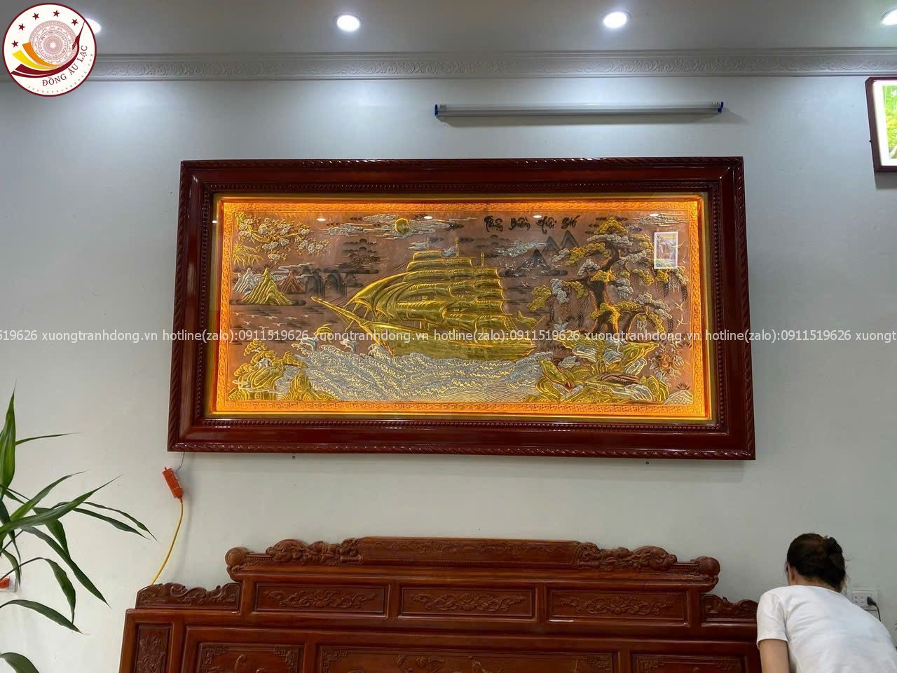 tranh thuan buom xuoi gio bang dong do xuoc dat kt 1m20x2m30 xuong tranh dong