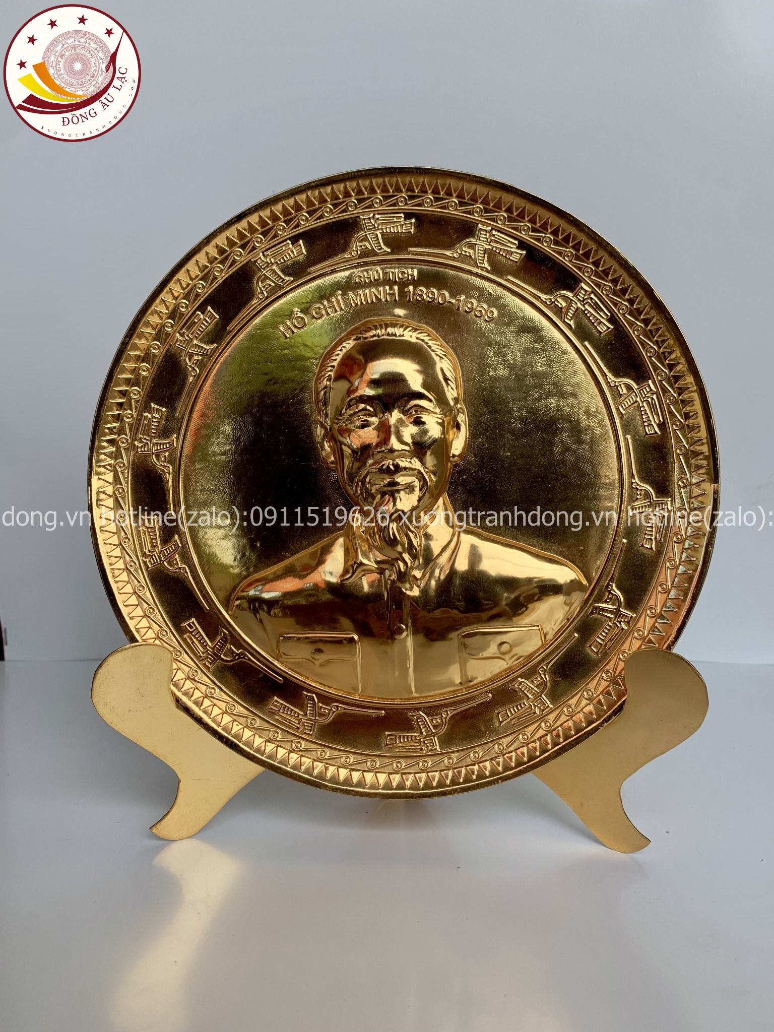 tranh qua tang danh nhan tranh bac ho bang dong vang de ban ma vang 24k duong kinh 19cm xuong tranh dong