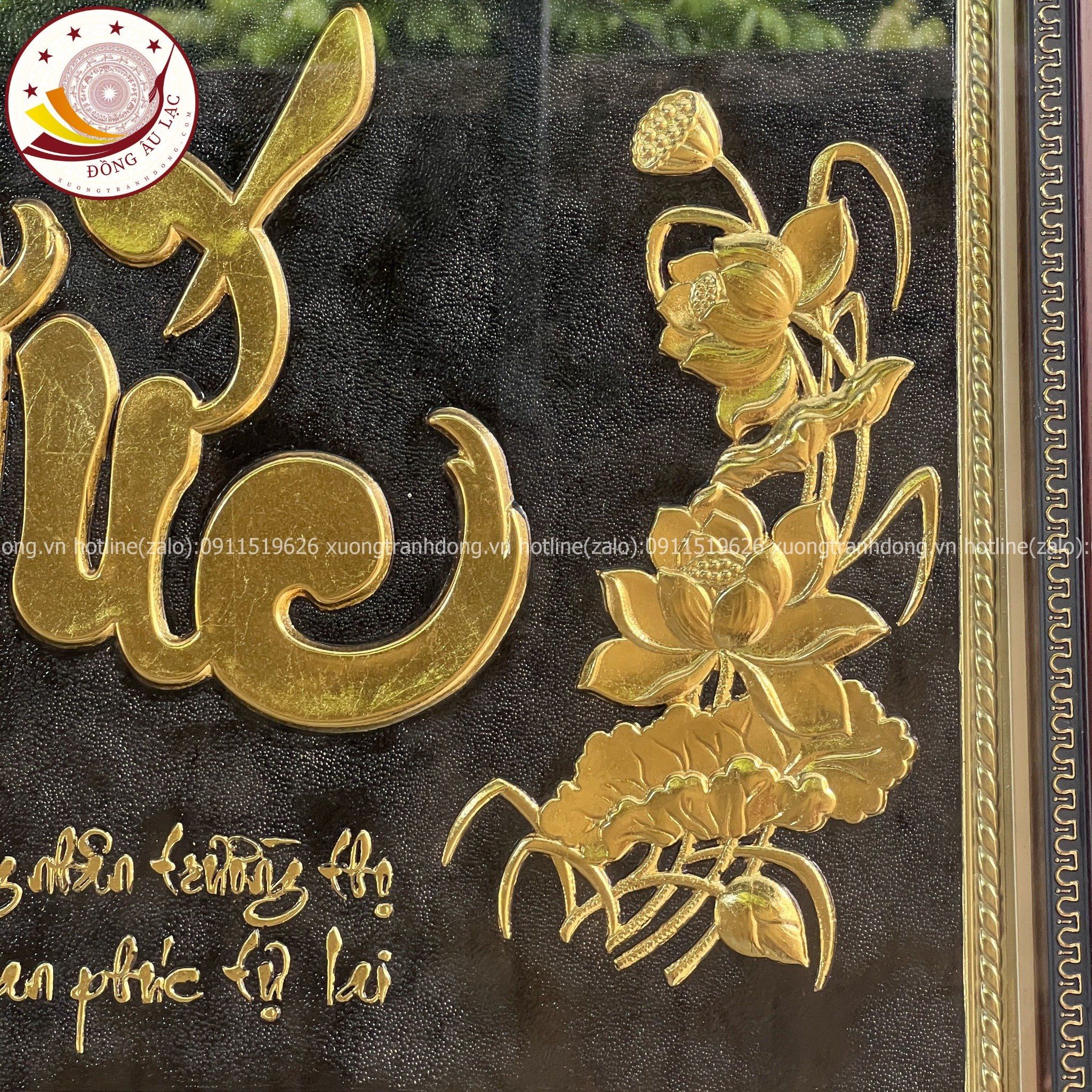 tranh qua tang chu duc bang dong vang dat vang kich thuoc 38x54cm mau 1 xuong tranh dong