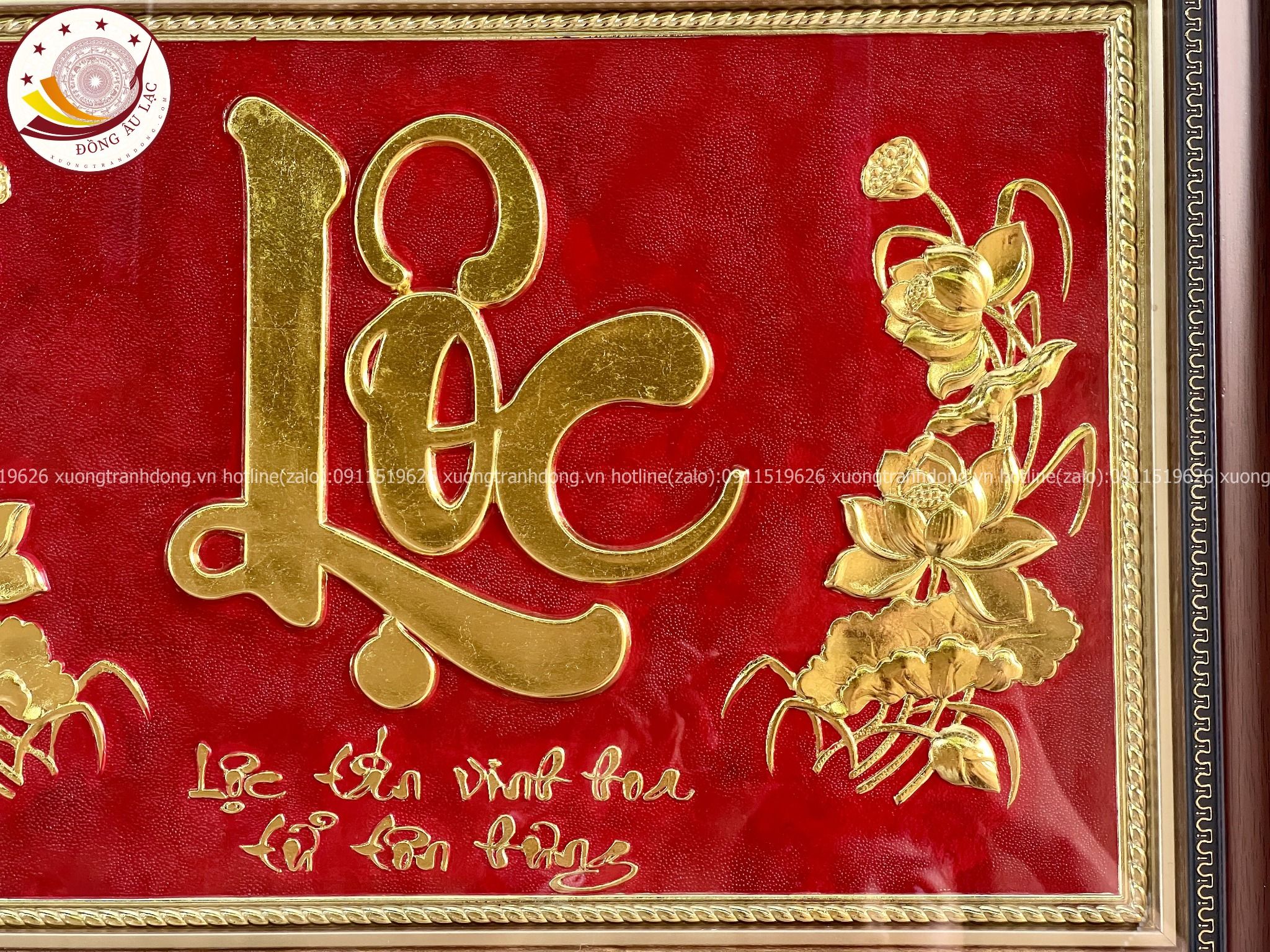 tranh qua tang chu loc bang dong vang dat vang kich thuoc 38x54cm mau 1 xuong tranh dong