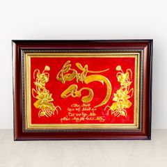 tranh qua tang chu binh an bang dong vang dat vang 24k kich thuoc 38x54cm mau 2 xuong tranh dong