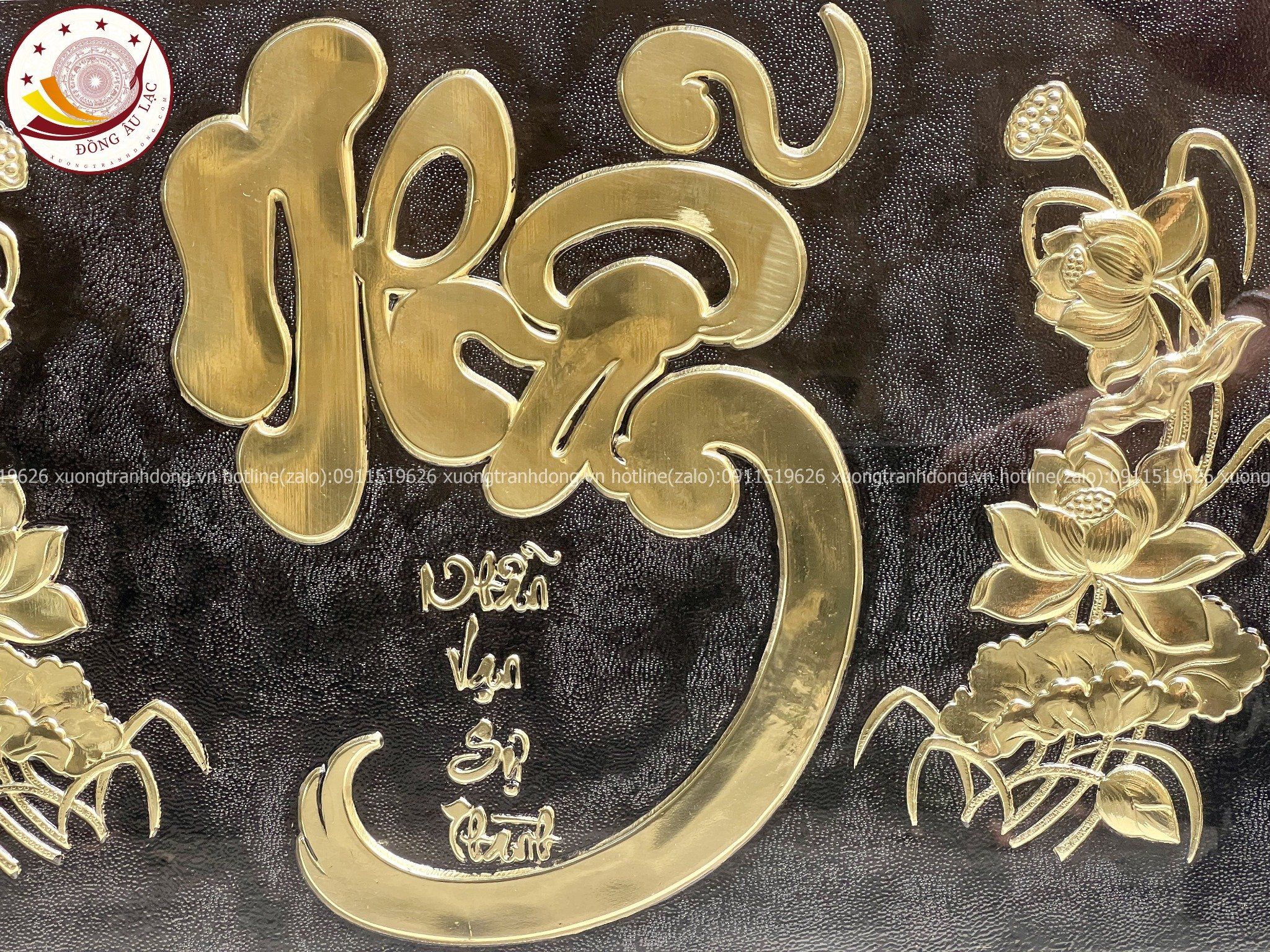 tranh qua tang chu nhan bang dong vang kich thuoc 38x54cm xuong tranh dong