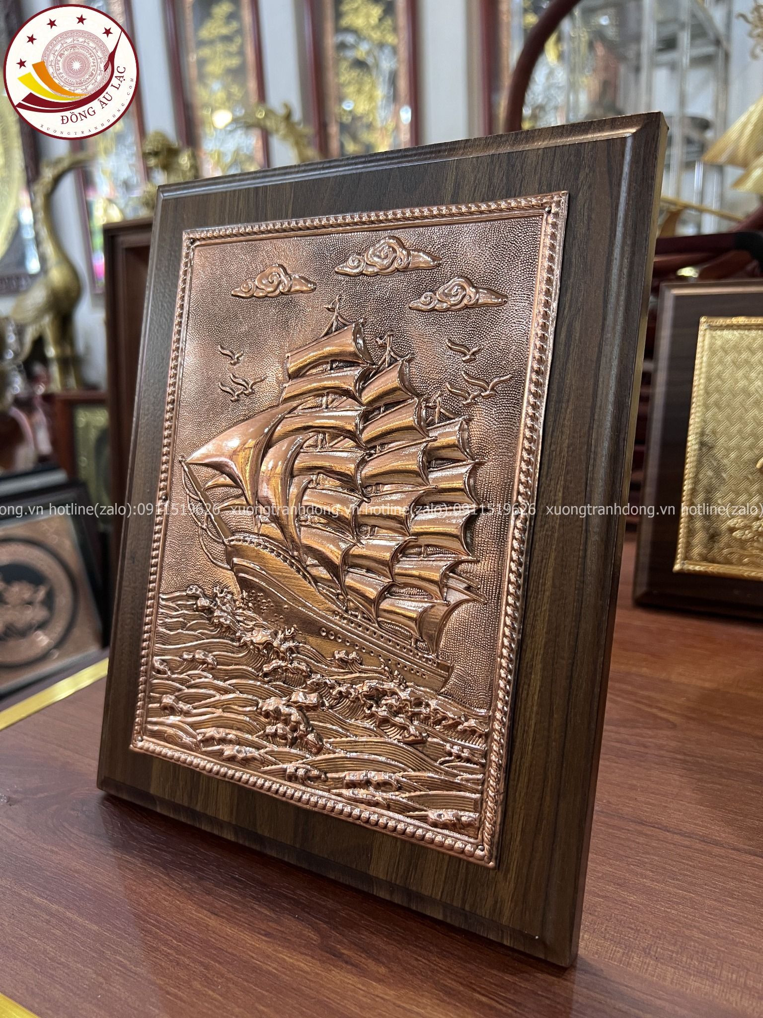 tranh qua tang thuan buom xuoi gio dong do kich thuoc 20x25cm mau 1 xuong tranh dong