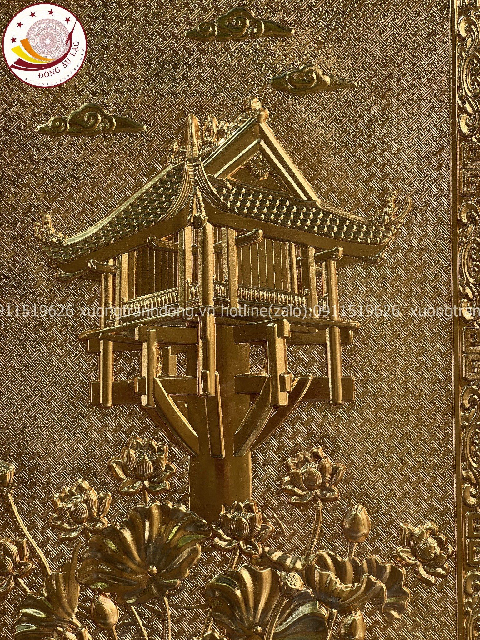 tranh qua tang danh lam chua mot cot dong vang dat vang 24k kich thuoc 38x54cm mau 1 xuong tranh dong