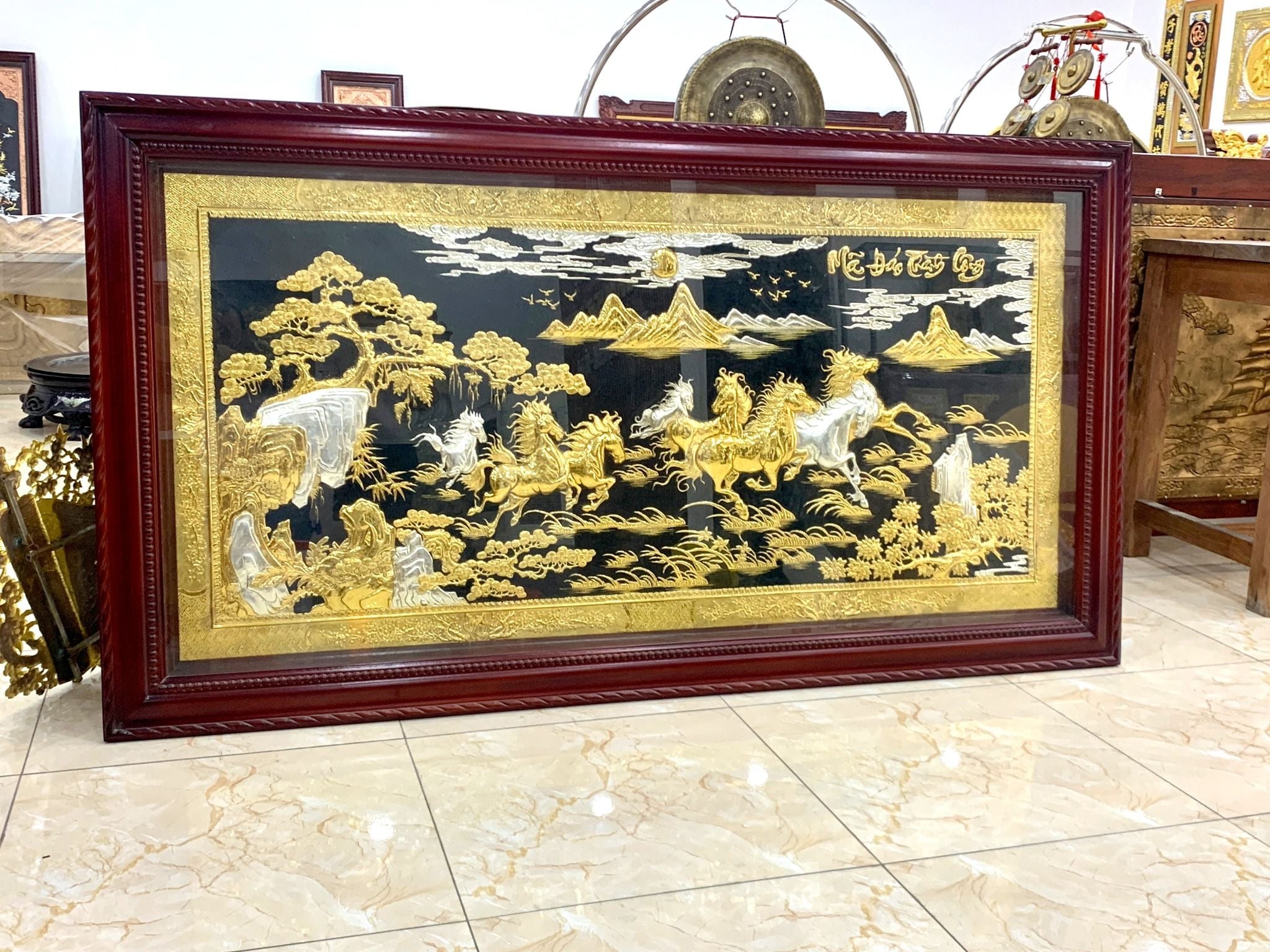 tranh ma dao thanh cong bang dong ma vang bac khung gu kich thuoc 1m97x1m07 xuong tranh dong