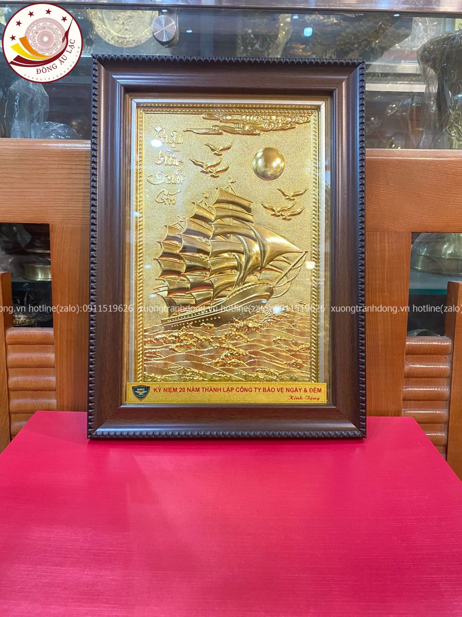 tranh qua tang thuan buom xuoi gio dong vang ma vang 24k kich thuoc 28x38cm mau 1 xuong tranh dong