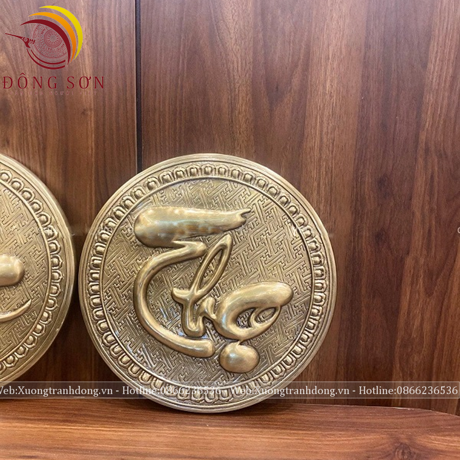 tranh chu phuc loc tho dong vang duong kinh 38cm mau hun gia co