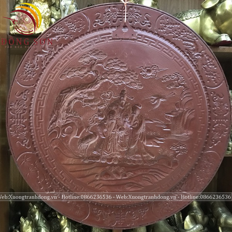 tranh mam phuc loc tho dong vang duong kinh 57cm nen do