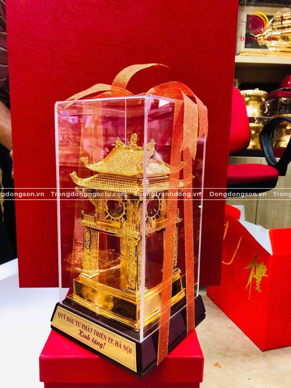 mo hinh khue van cac bang dong ma vang 24 kt 22cm qua tang bang dong cao cap