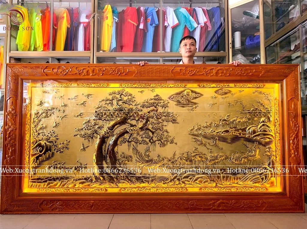 tranh đồng treo phòng thờ