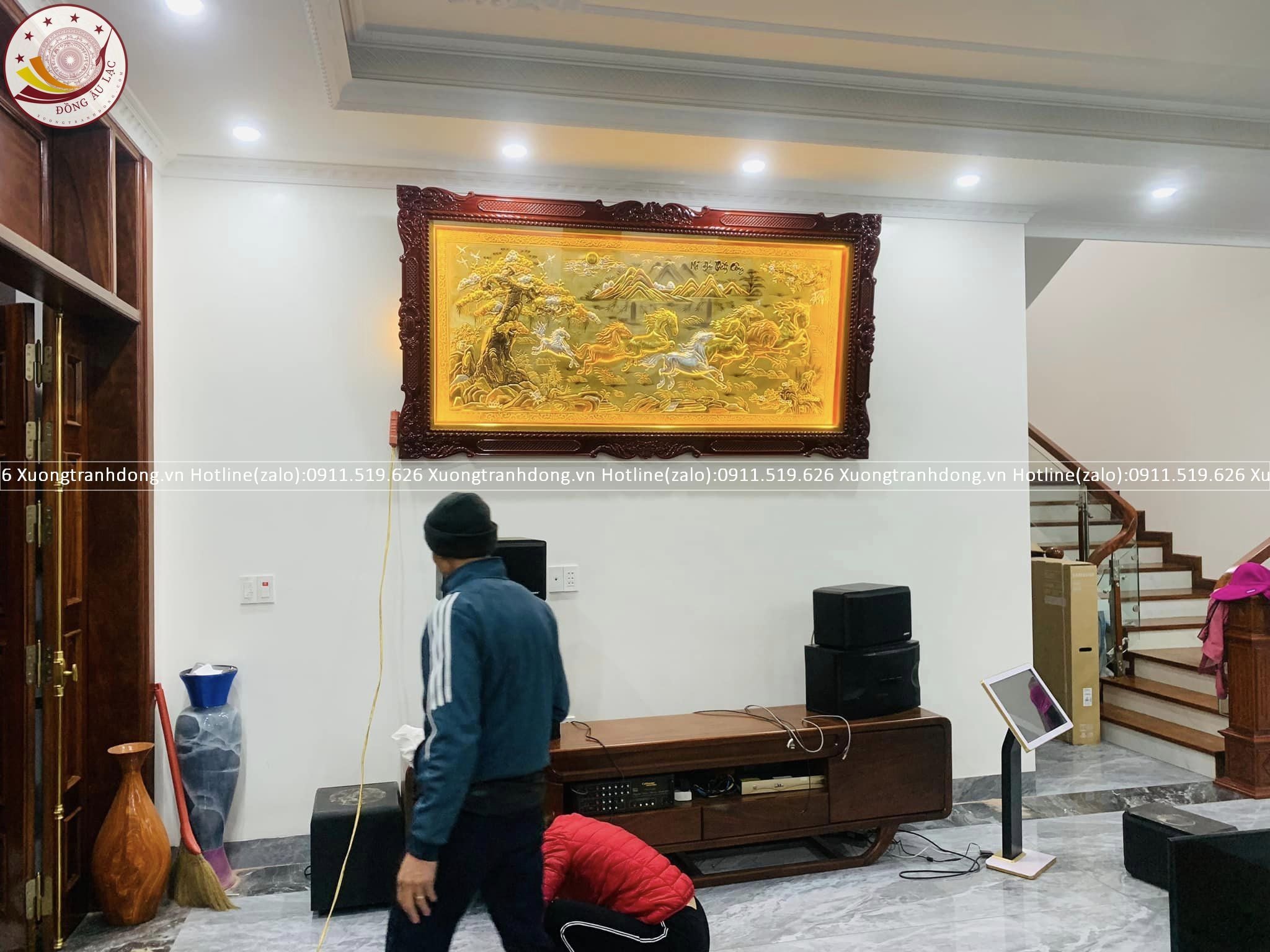 tranh ma dao thanh cong bang dong vang dat vang bac khung duc hoa van kt 2m3x1m2 xuong tranh dong