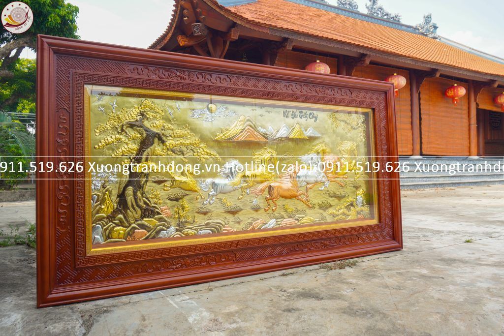 tranh ma dao thanh cong bang dong vang dat vang bac kt 1m7x90cm xuong tranh dong