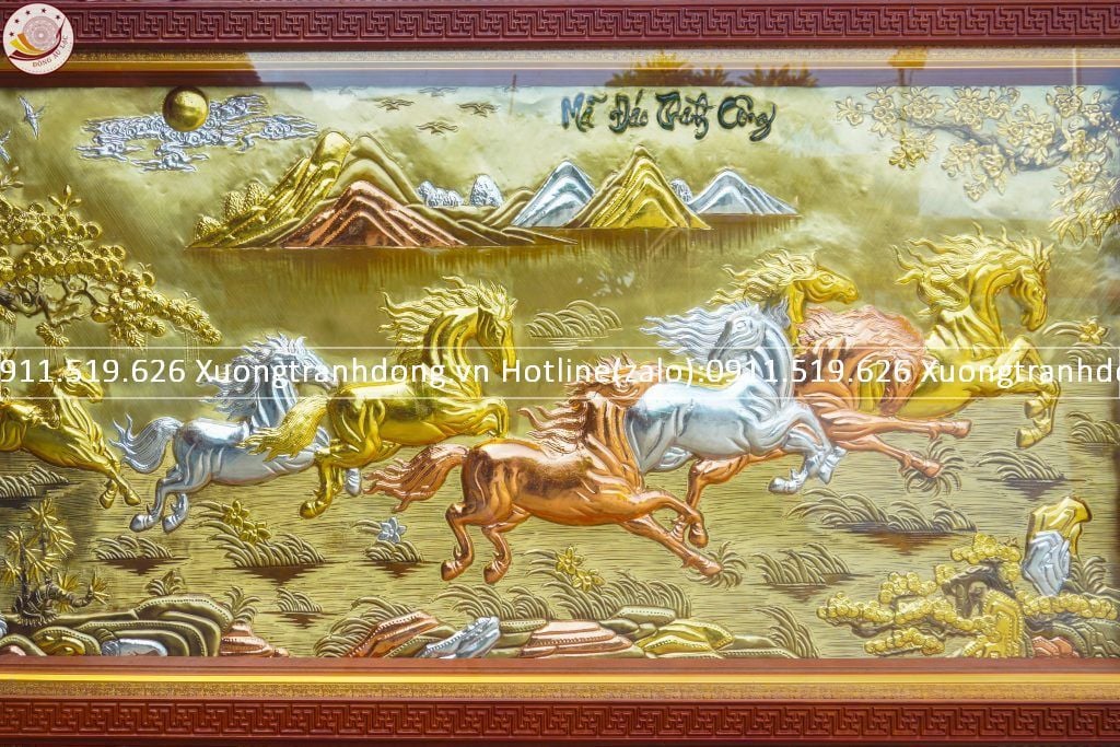 tranh ma dao thanh cong bang dong vang dat vang bac kt 1m7x90cm xuong tranh dong