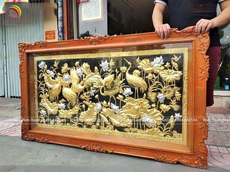 tranh đồng treo phòng thờ