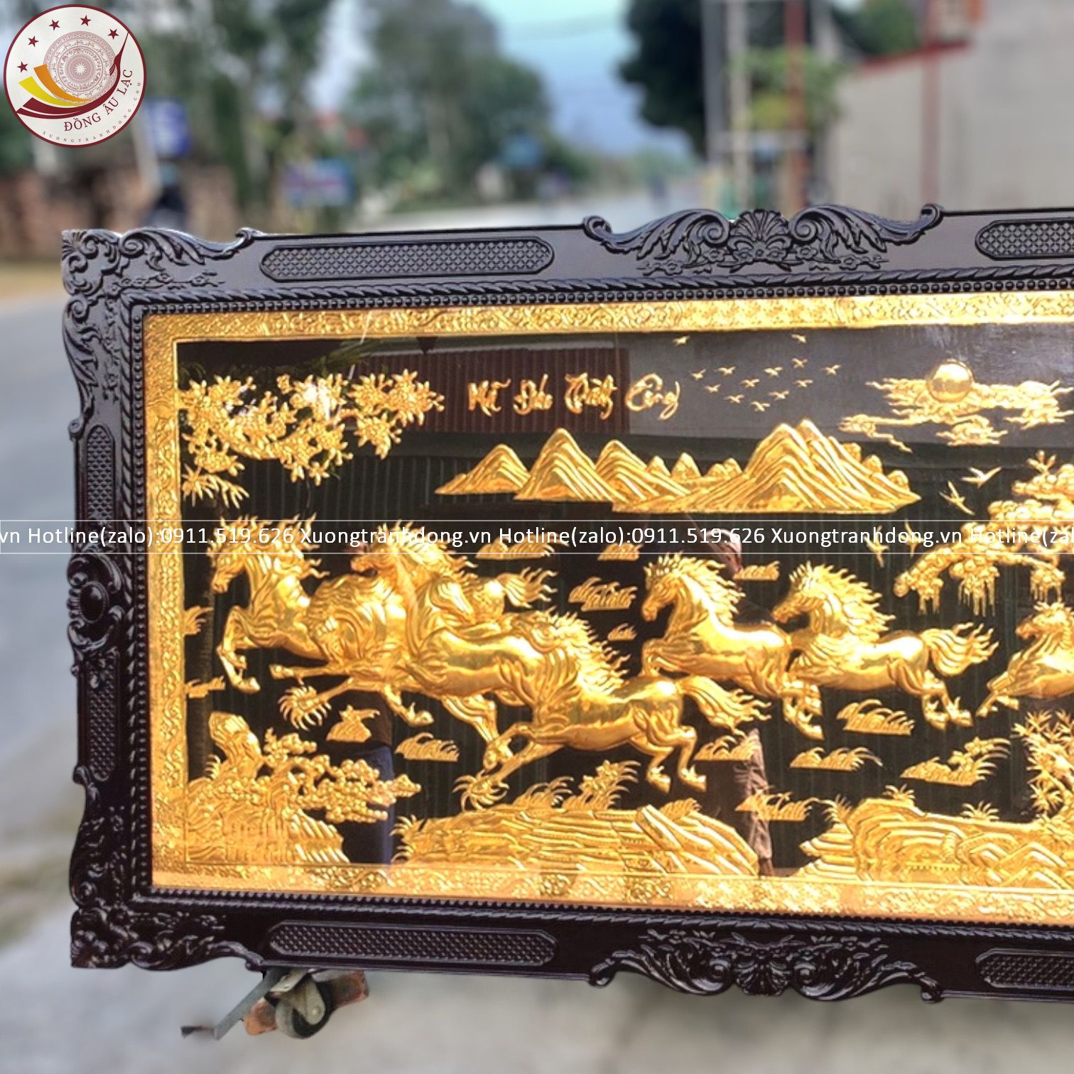 tranh ma dao thanh cong bang dong vang dat vang khung duc hoa van kt 2m3x1m2 xuong tranh dong