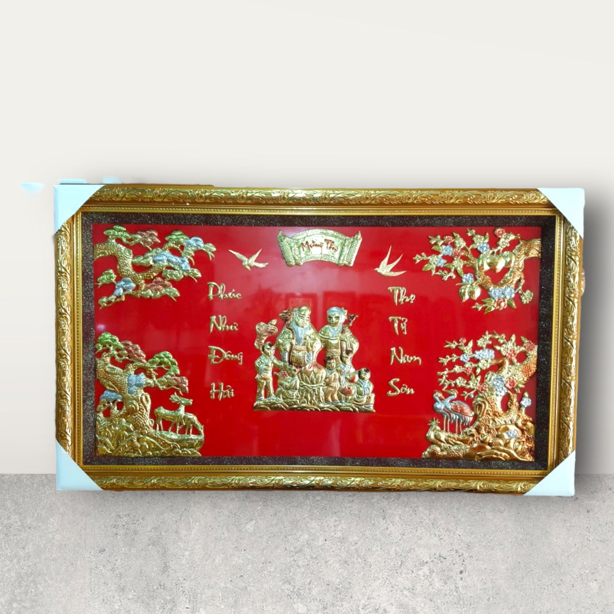 tranh mung tho ong ba dong vang kich thuoc 70cm x 110cm xuong tranh dong