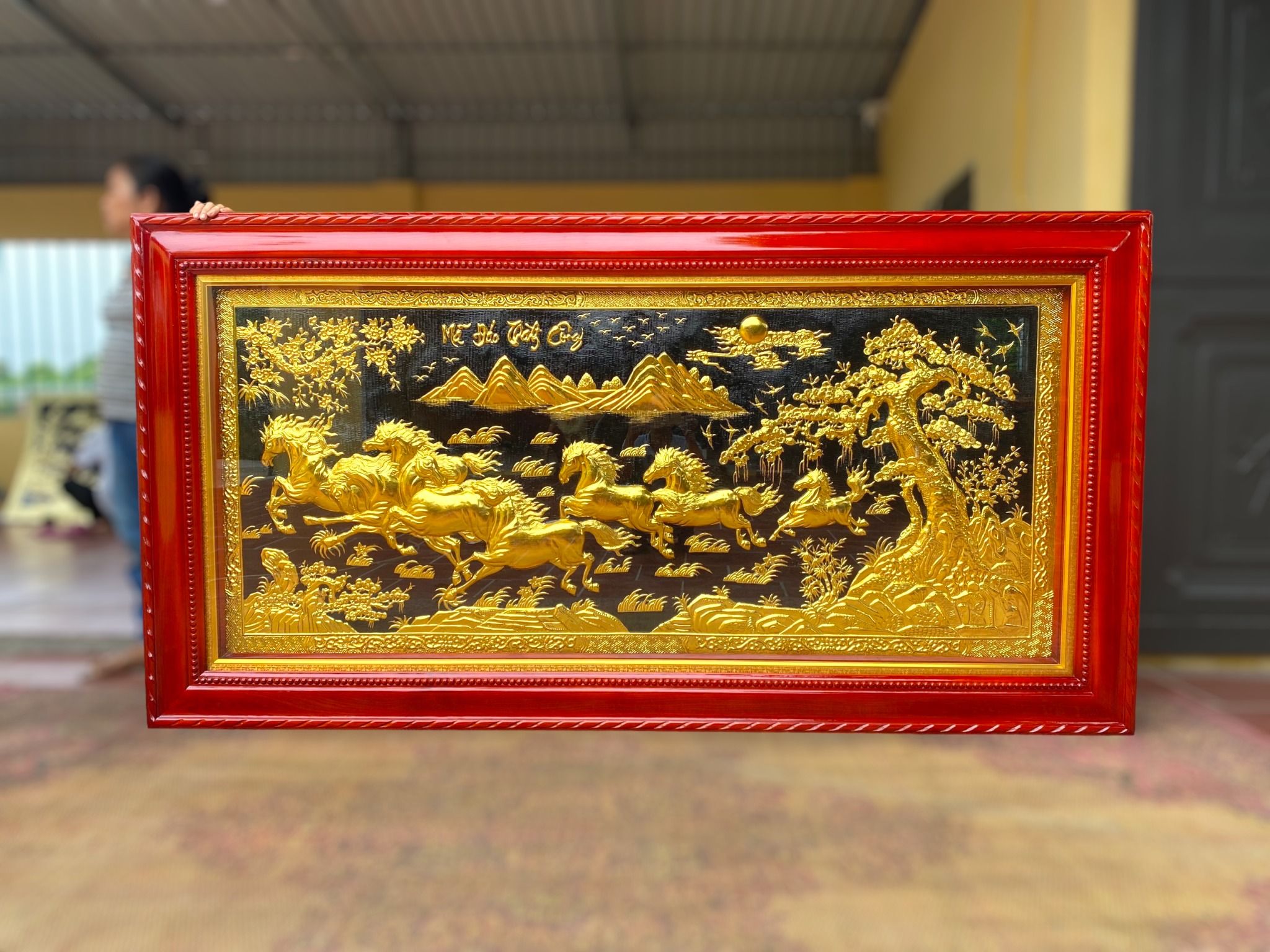 tranh ma dao thanh cong bang dong vang dat vang kt 2m3x1m2 xuong tranh dong