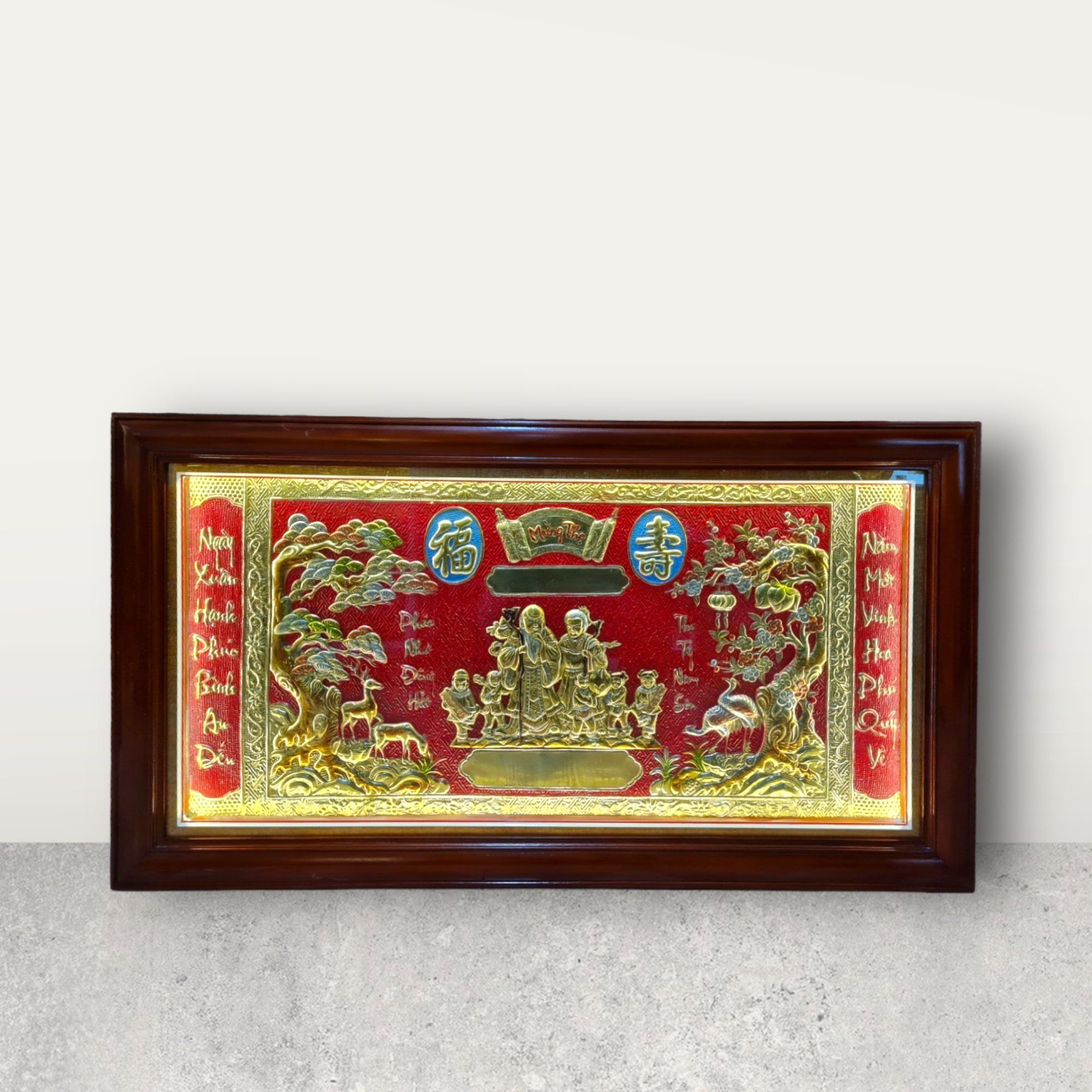 tranh mung tho ong ba dong vang kich thuoc 77cm x 134cm xuong tranh dong