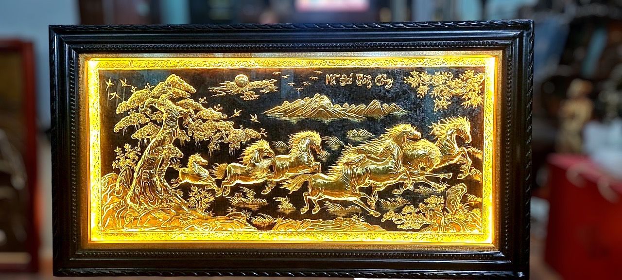tranh ma dao thanh cong bang dong vang dat vang kt 1m7x90cm xuong tranh dong