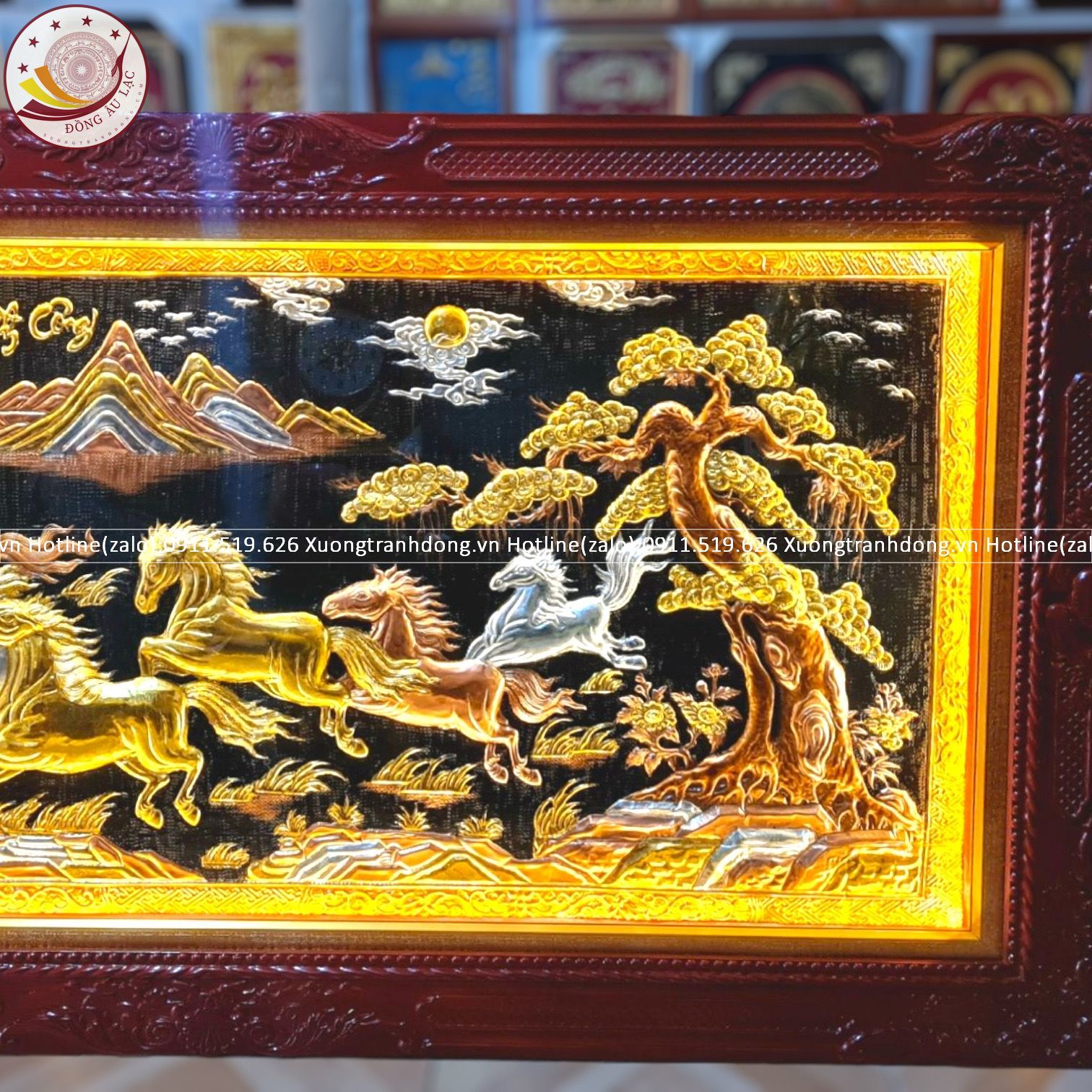 tranh ma dao thanh cong bang dong vang dat vang bac khung duc hoa van kt 1m7x90cm xuong tranh dong