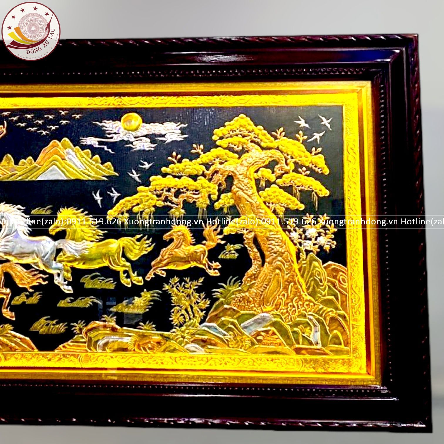 tranh ma dao thanh cong bang dong vang dat vang bac kt 1m7x90cm xuong tranh dong